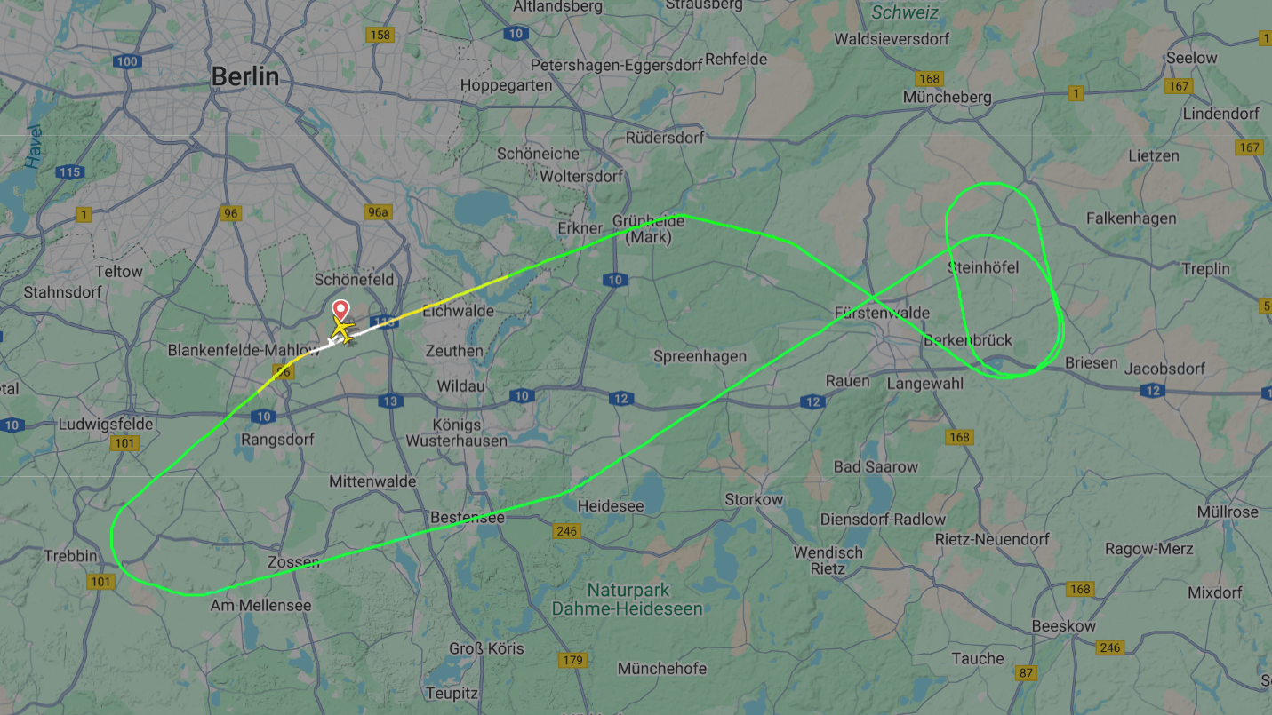 Der Flugverlauf der Easyjet-Maschine: Rund 25 Minuten nach dem Start, landete die Maschine wieder auf dem BER.