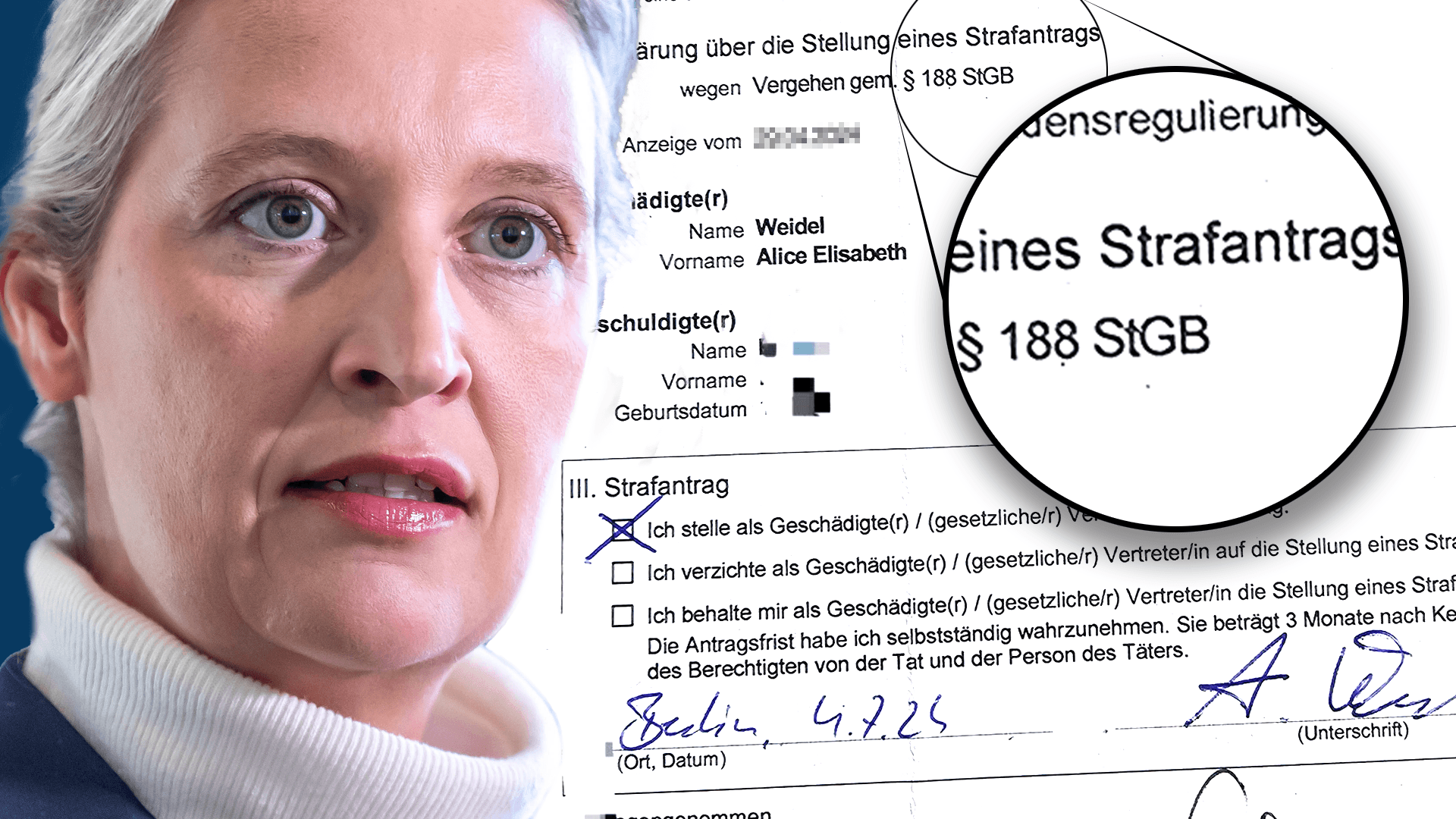 Alice Weidel: Die AfD-Vorsitzende stellt reihenweise Strafanträge wegen Beleidigung.