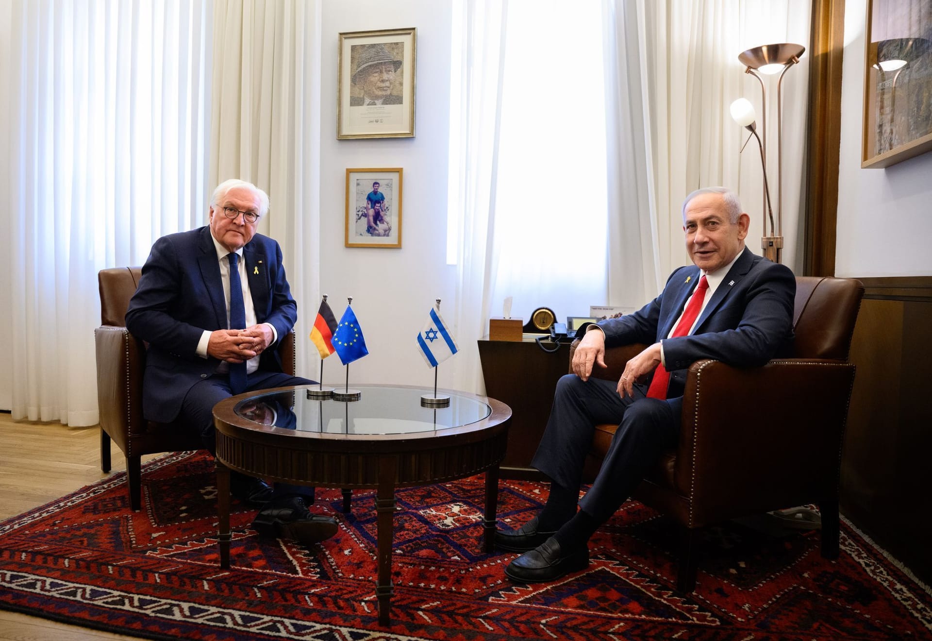 Benjamin Netanjahu (r.) empfing Bundespräsident Steinmeier in Jerusalem.
