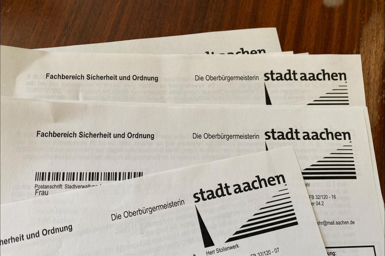 Schreiben der Stadt Aachen: Im Moment sind gefälschte Strafzettel im Umlauf.