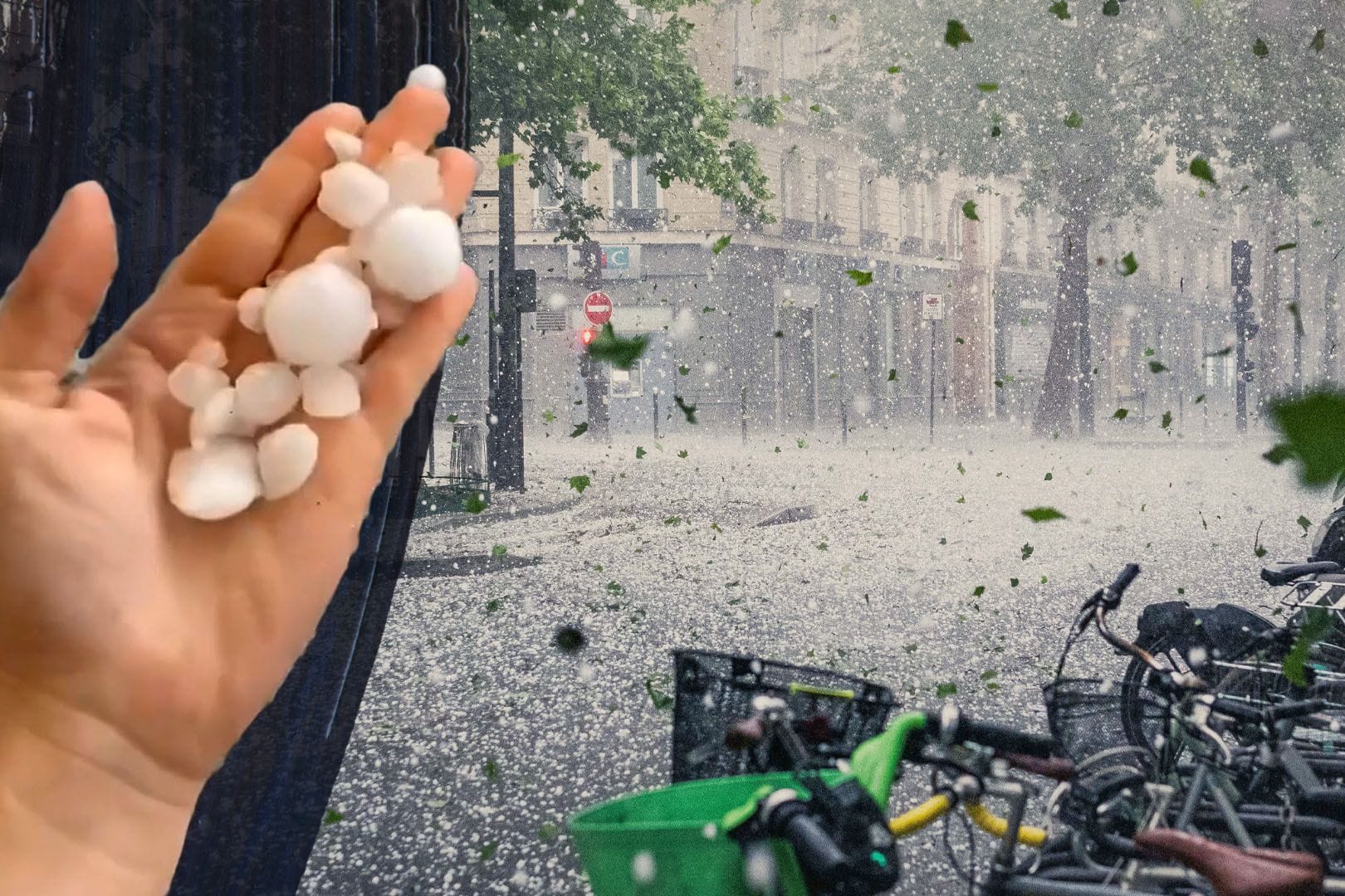 Unwetter in Paris: Manche Hagelkörner waren bis zu vier Zentimeter groß. Unwetter in Paris: Manche Hagelkörner waren bis zu vier Zentimeter groß.