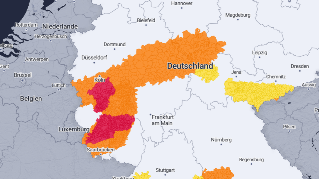 Unwetterkarte für Deutschland: Besonders in der Mitte des Landes kommt es zu Gewittern.