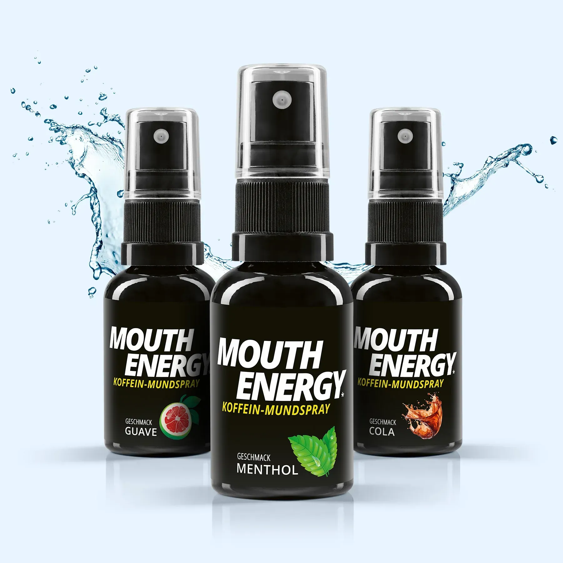 Guave, Menthol, Cola: Das Koffeinspray gibt es in verschiedenen Geschmacksrichtungen.