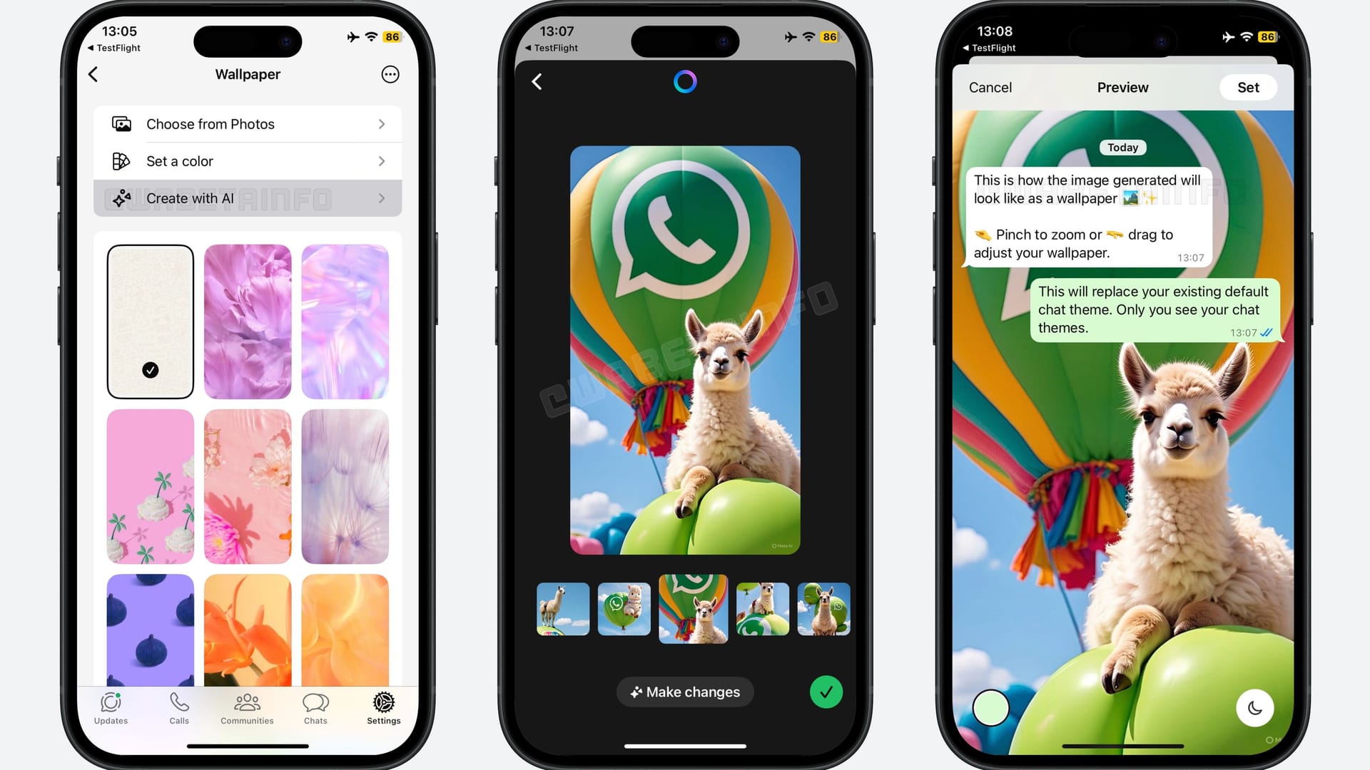 "Lama mit Ballon": Demnächst können Nutzer ihre WhatsApp-Hintergründe selbst generieren.