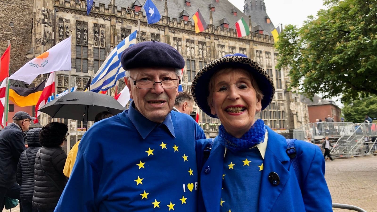 Christine und ihr Ehemann Heinrich Johann Kluck: Das Ehepaar feiert Europa am Tag der Karlspreis-Verleihung. Christine und ihr Ehemann Heinrich Johann Kluck: Das Ehepaar feiert Europa am Tag der Karlspreis-Verleihung.