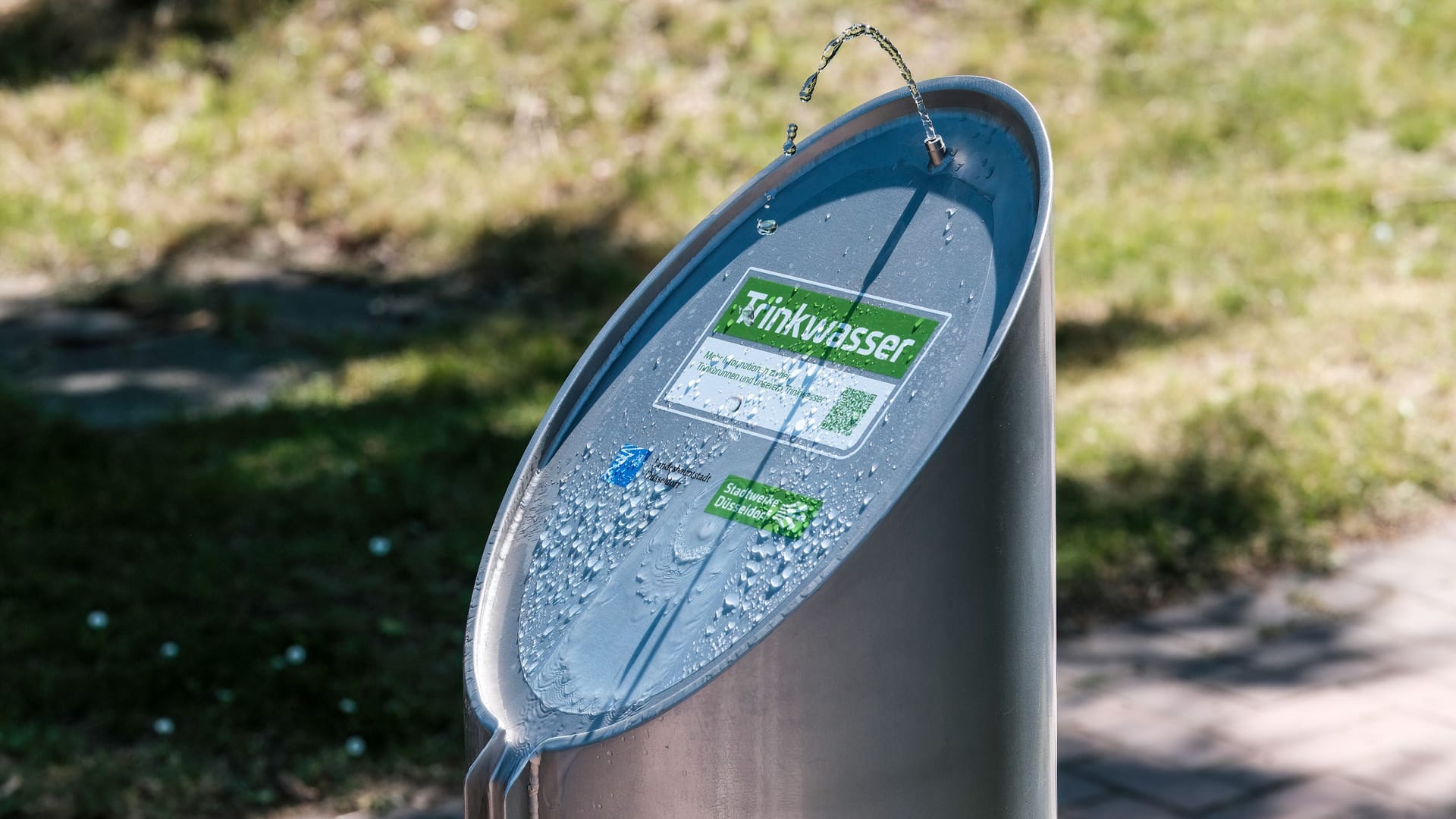 Düsseldorfs neuester Trinkbrunnen: Er sprudelt am Deichsee im Südpark