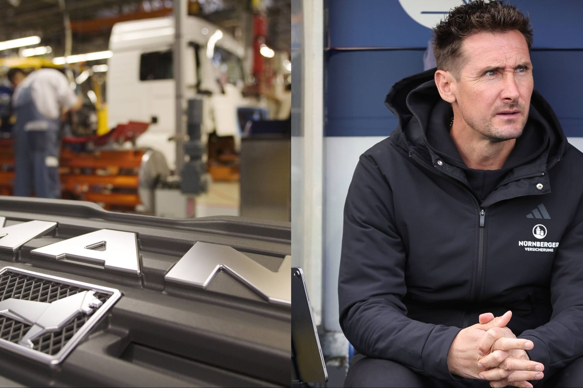 Club-Trainer Miroslav Klose (r, Archivbild): Prangt auf seiner Kleidung und den Trikots der Spieler bald das Logo eines Lastwagenherstellers?