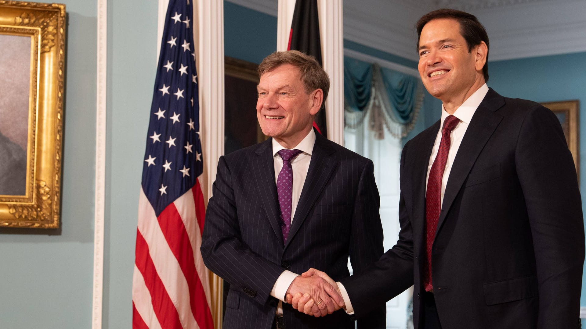 Außenminister Wadephul und sein US-Amtskollege Rubio: Die Konfliktthemen zwischen Deutschland und den USA ist beim Washington-Besuch des CDU-Politikers nicht kürzer geworden.