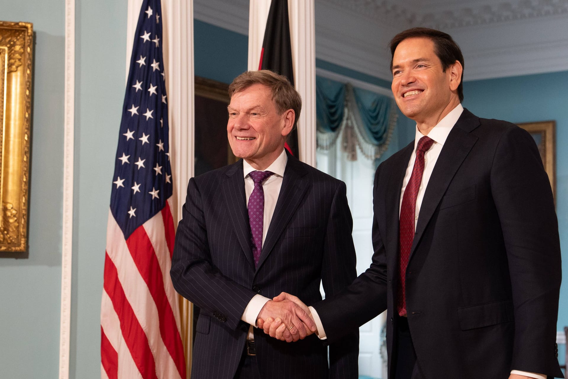 Außenminister Wadephul und sein US-Amtskollege Rubio: Die Konfliktthemen zwischen Deutschland und den USA ist beim Washington-Besuch des CDU-Politikers nicht kürzer geworden.
