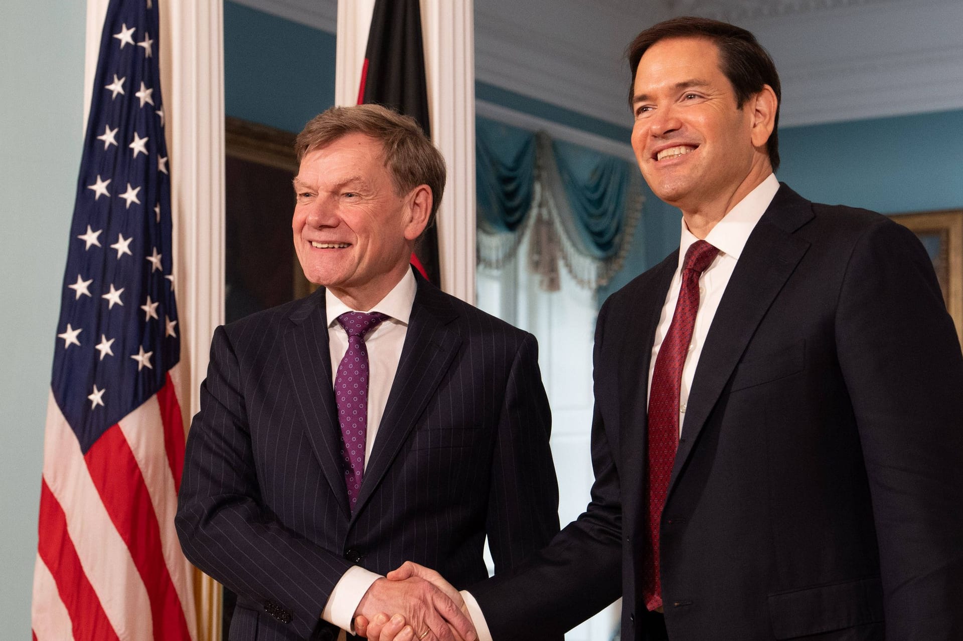 Außenminister Wadephul und sein US-Amtskollege Rubio: Die Konfliktthemen zwischen Deutschland und den USA ist beim Washington-Besuch des CDU-Politikers nicht kürzer geworden.