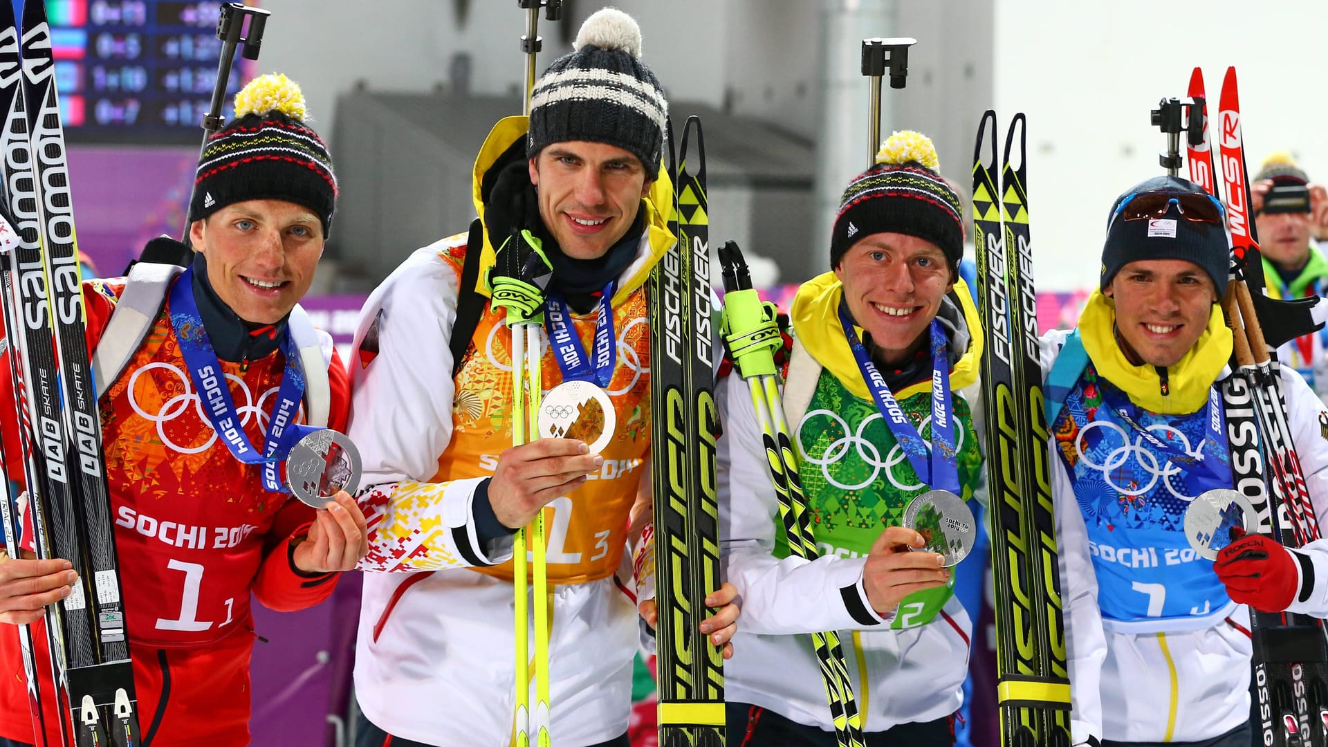 Erik Lesser, Arnd Peiffer, Daniel Böhm und Simon Schempp (v.l.n.r.): Sie bekommen nachträglich Gold.
