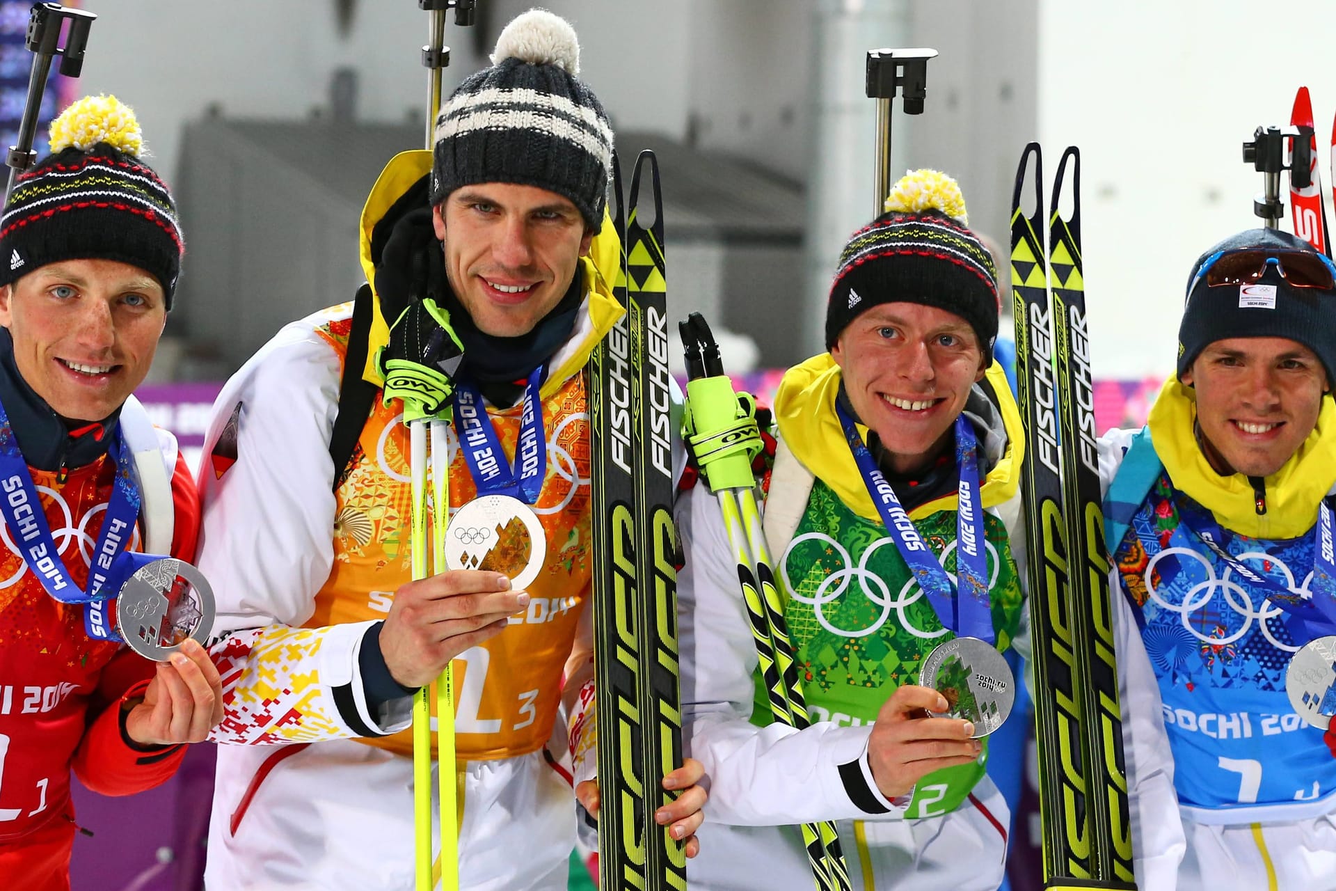 Erik Lesser, Arnd Peiffer, Daniel Böhm und Simon Schempp (v.l.n.r.): Sie bekommen nachträglich Gold.