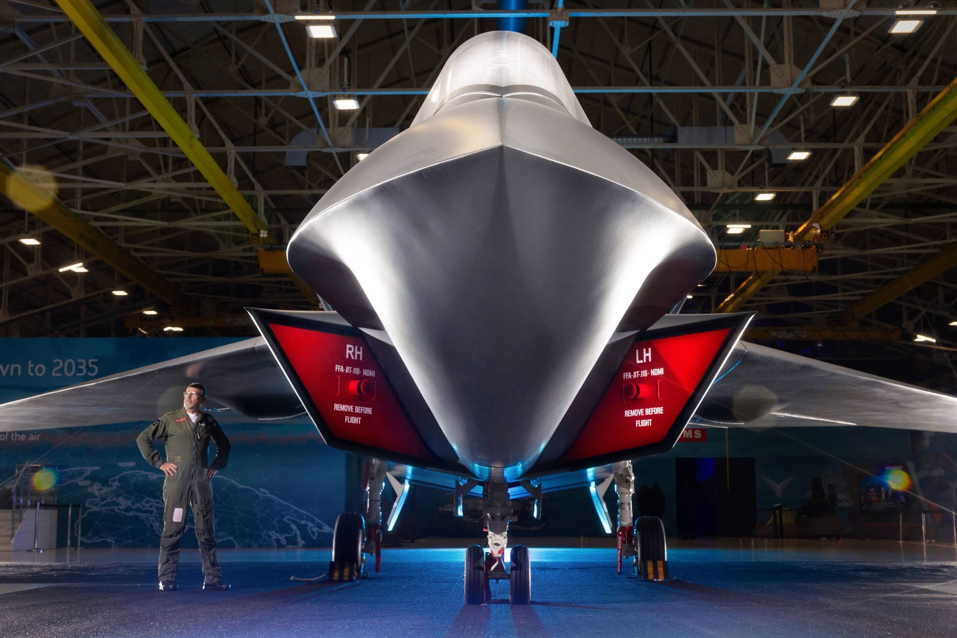 Ein Modell des "Tempest", dem Kampfjet, den Großbritannien, Italien und Japan entwickeln.
