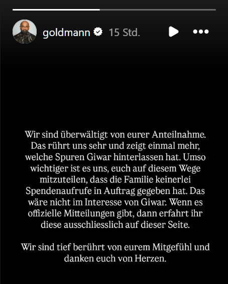 Instagram-Story von Hajabis Familie: Die Angehörigen dementieren eine Beteiligung an den Spendenaufrufen.
