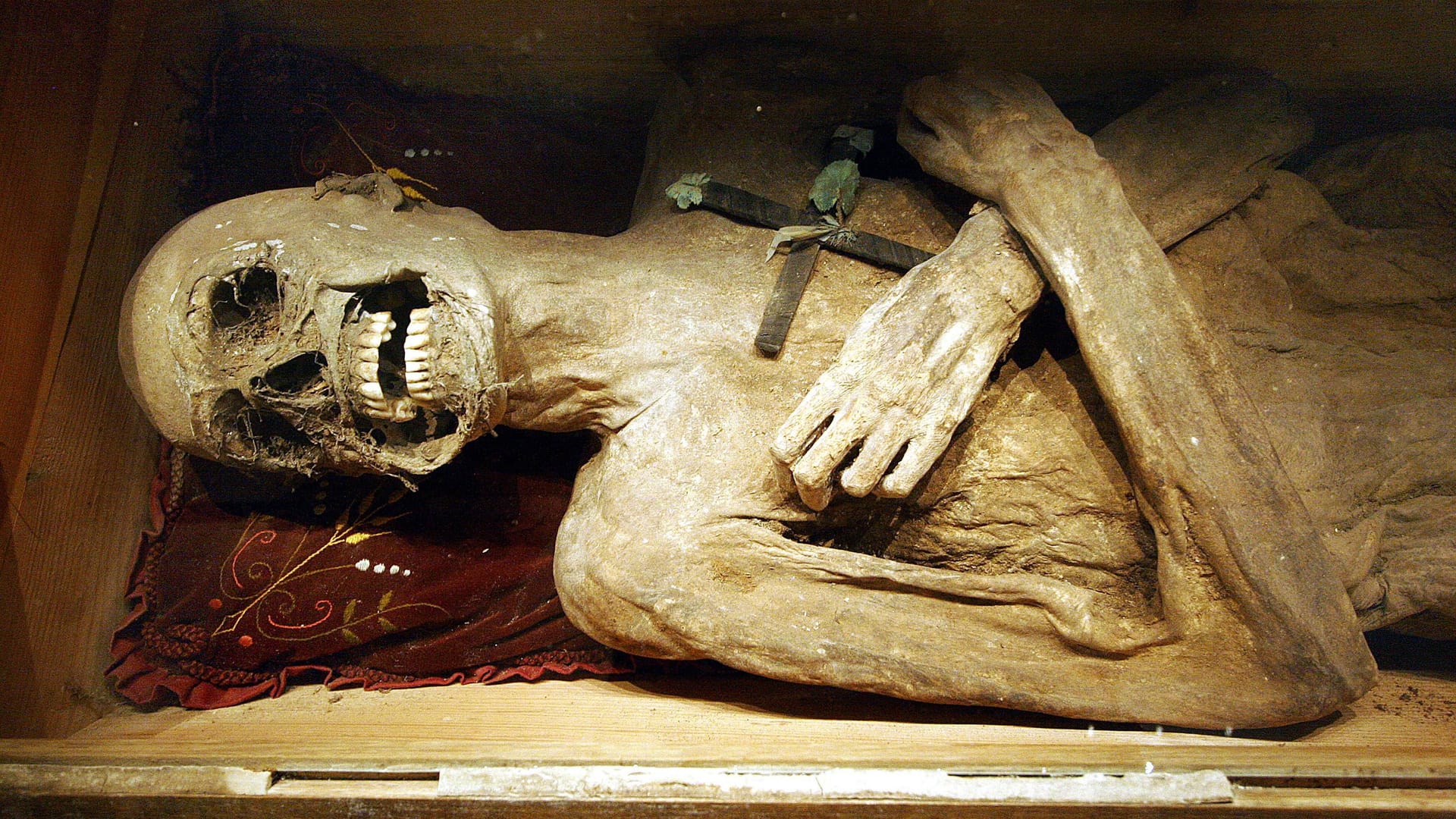 Eine Mumie in der Krypta in St. Thomas am Blasenstein (Archivbild): Neue Forschungen enthüllen ihre ungewöhnliche Konservierung.