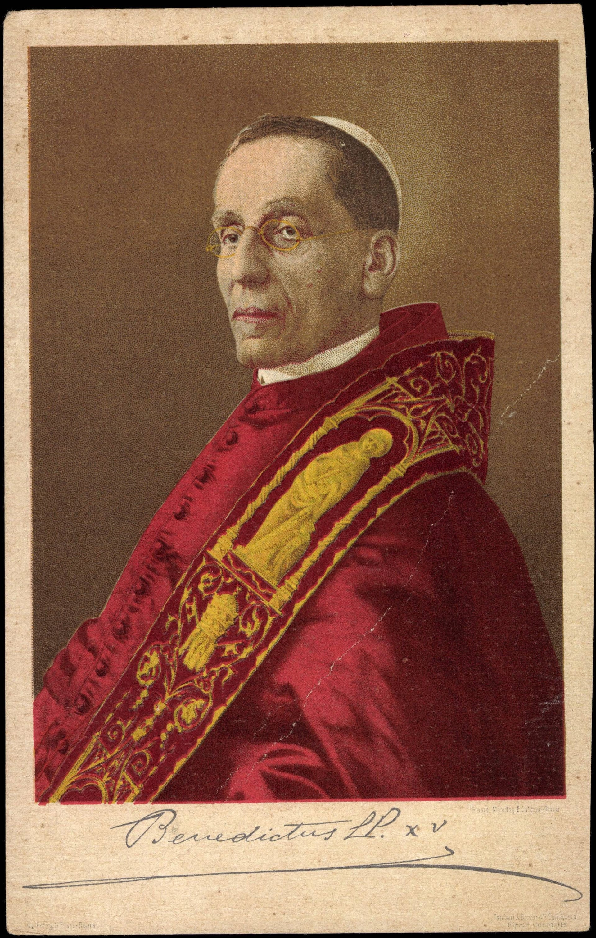 Aufnahme ca. 1935: Papst Benedikt XV. zeigte sich noch in einem roten Papstgewand