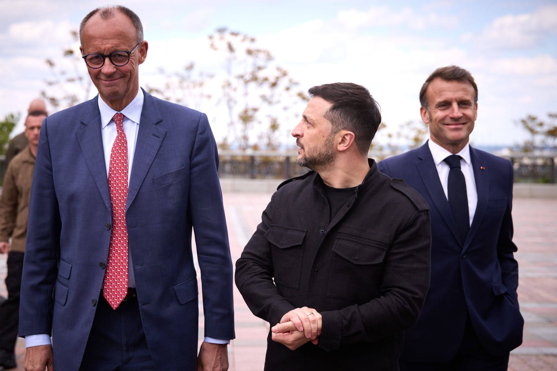 Friedrich Merz zusammen mit Wolodymyr Selenskyj und Emmanuel Macron in Kiew.