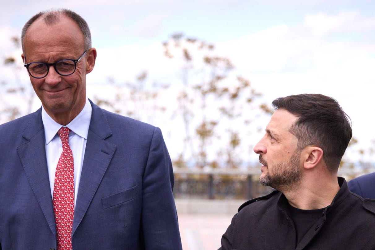 Friedrich Merz zusammen mit Wolodymyr Selenskyj und Emmanuel Macron in Kiew.