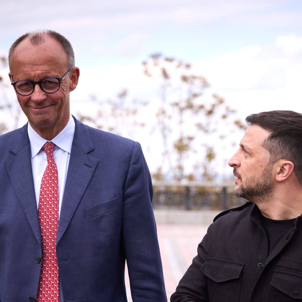 Friedrich Merz zusammen mit Wolodymyr Selenskyj und Emmanuel Macron in Kiew.