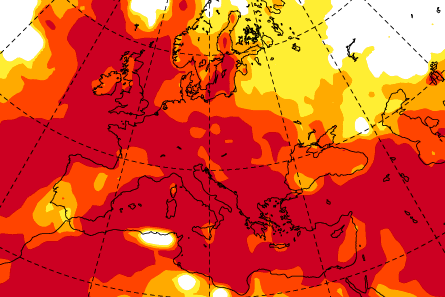 Die Berechnungen des ECMWF sehen einen sehr heißen Sommer voraus.