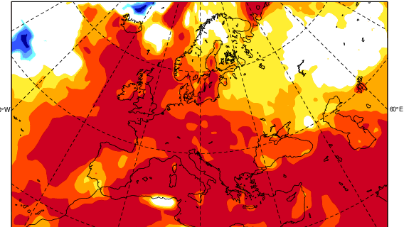 Die Berechnungen des ECMWF sehen einen sehr heißen Sommer voraus.
