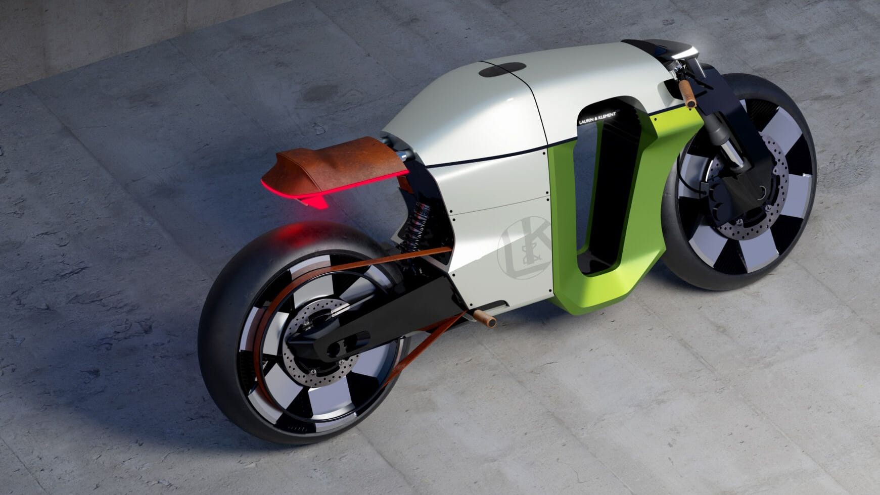 Historischer Name, moderner Antrieb: Die Studie erinnert an das erste Motorrad von Laurin & Klement – mit E-Motor statt Verbrenner.