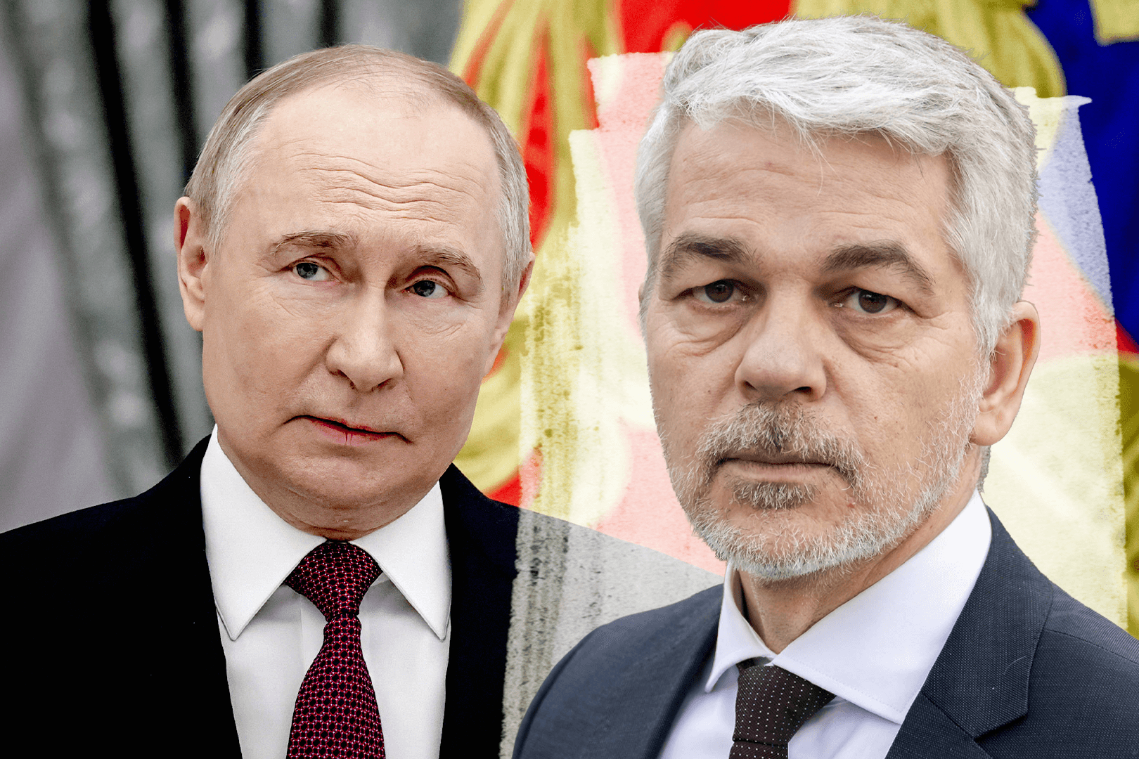 Collage von Wladimir Putin und Carlo Masala