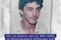 Ufuk Şahin auf einem Flyer zur Gedenkkundgebung 2024 (Archivbild): Der 24-Jährige verblutete auf der Straße.