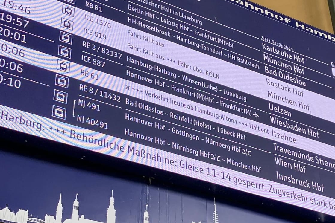 Nach dem Messerangriff am Hamburger Hauptbahnhof kam es zu Zugausfällen im Fernverkehr.