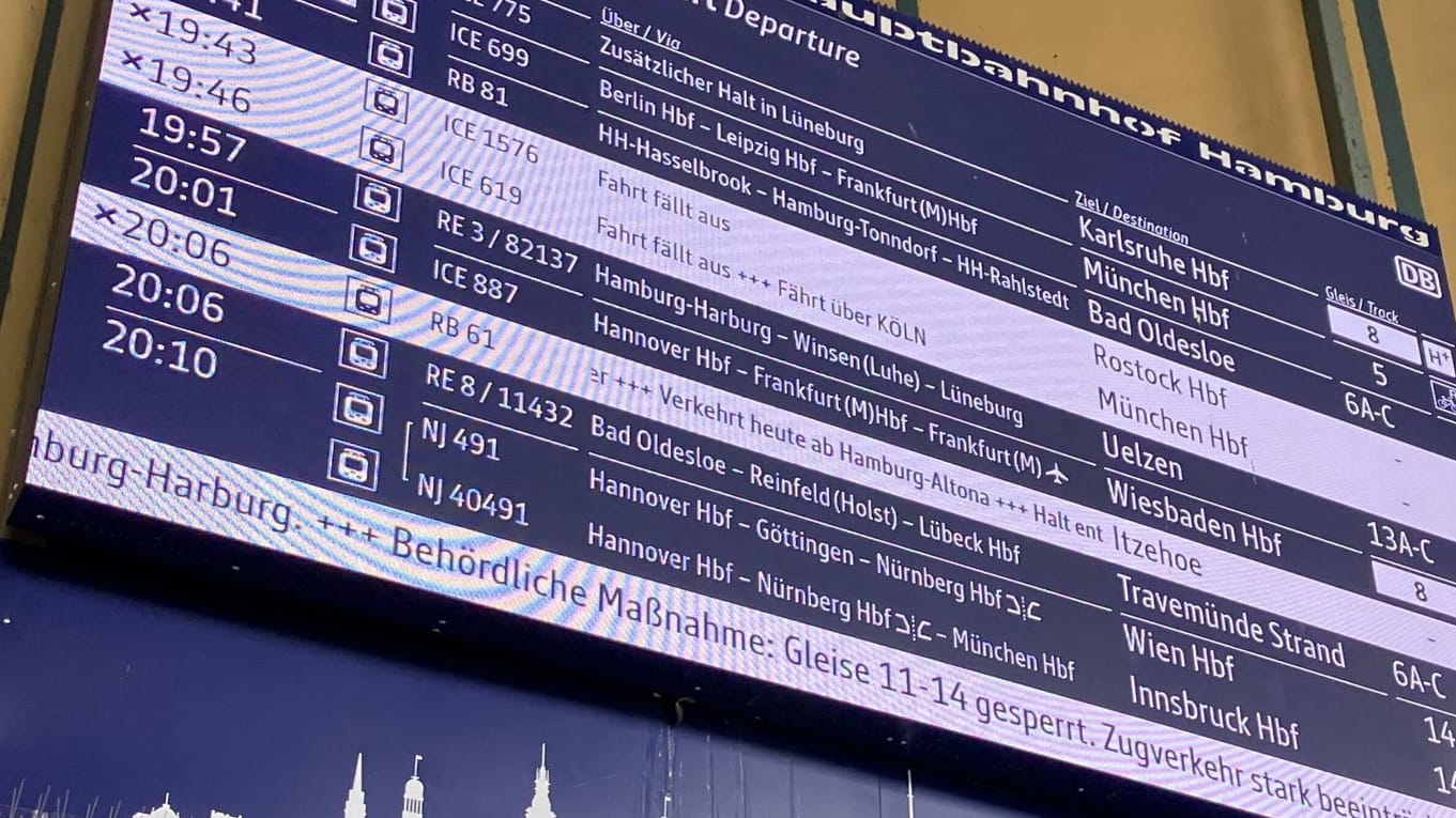 Nach dem Messerangriff am Hamburger Hauptbahnhof kam es zu Zugausfällen im Fernverkehr. Nach dem Messerangriff am Hamburger Hauptbahnhof kam es zu Zugausfällen im Fernverkehr.