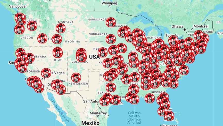 Karte des Fanclubs "1. FC Köln Supporters USA": Der Verbund zählt 217 Mitglieder.
