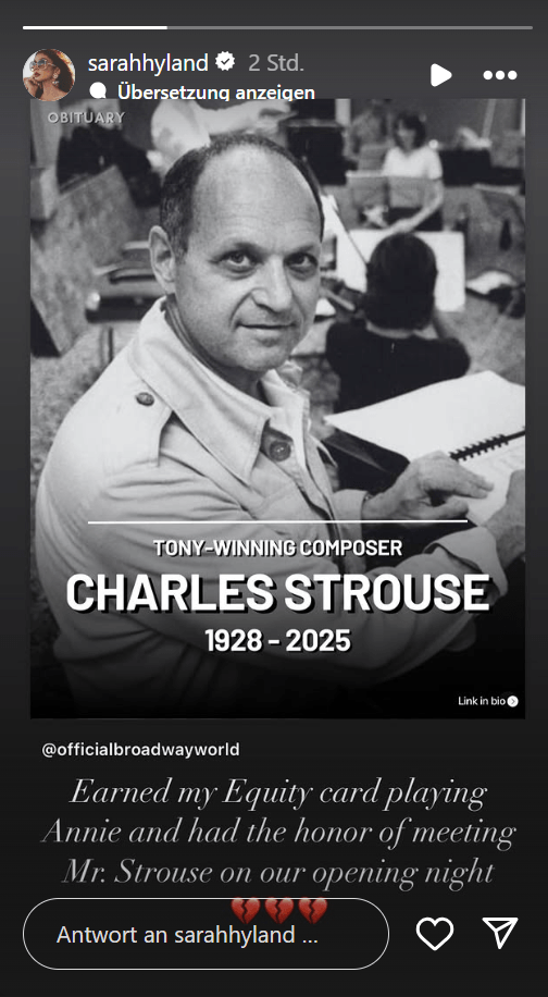 Stars trauern um Charles Strouse: Sarah Hyland meldete sich via Instagram zu Wort.