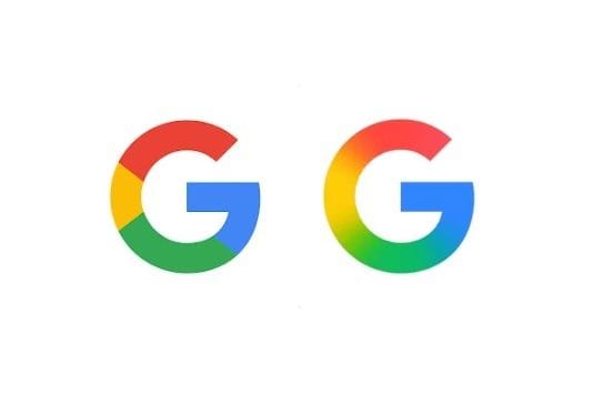 Links ist das alte Google-Logo zu sehen, rechts das neue.