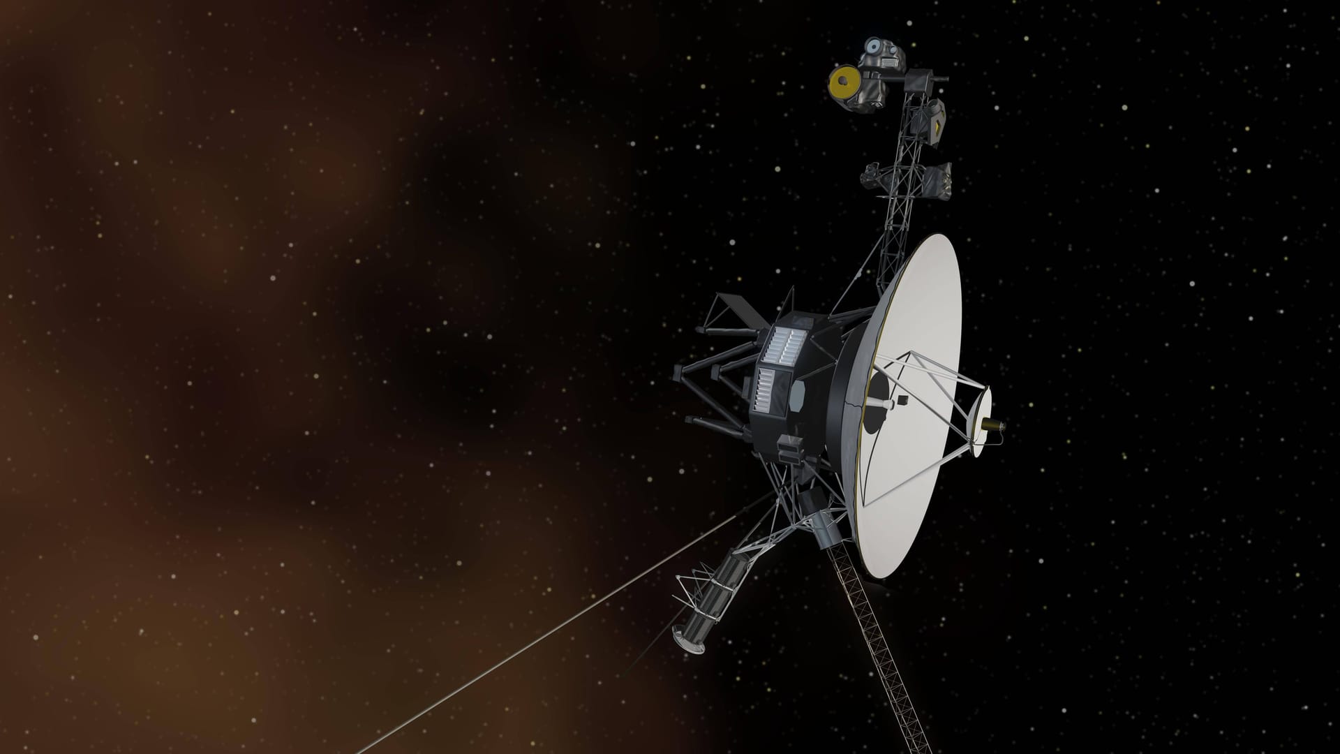 Raumsonde Voyager 1 (künstlerische Darstellung): Bei ihrem Start 1977 wurden ihr 27 Musikwerke mitgegeben.