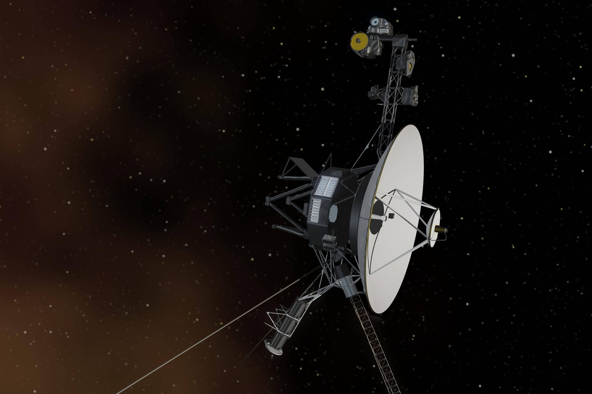 Raumsonde Voyager 1 (künstlerische Darstellung): Bei ihrem Start 1977 wurden ihr 27 Musikwerke mitgegeben.