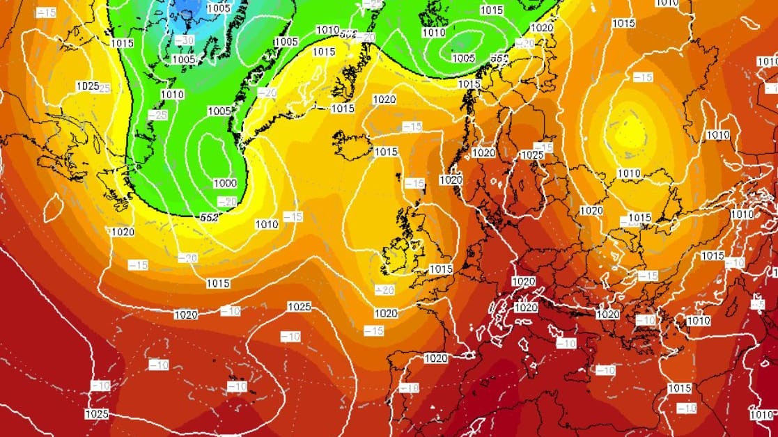 Eine Prognose des Wettermodells ICON für den 22. Juni 2025: Eine Glutwelle aus der Sahara trifft Europa.