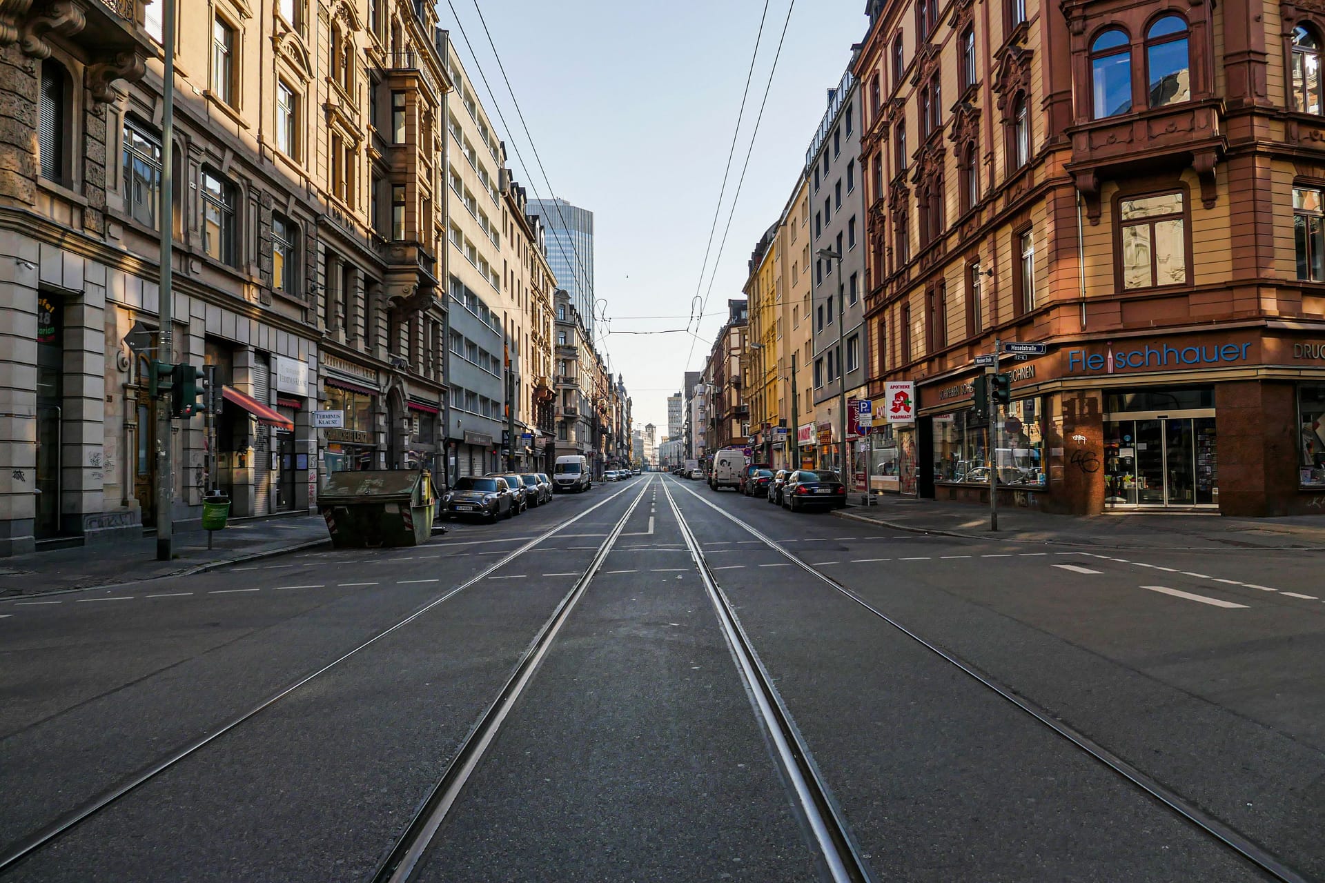Empty Street in Bahnhofsviertel, Frankfurt During Coronavirus Lockdown