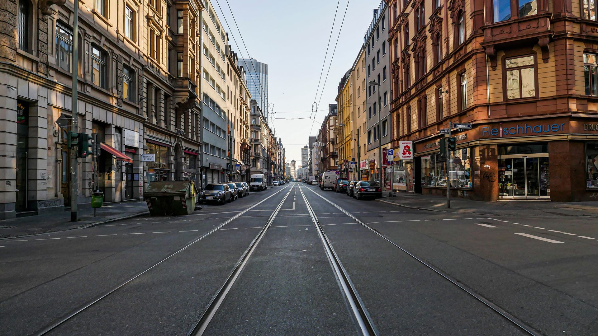 Empty Street in Bahnhofsviertel, Frankfurt During Coronavirus Lockdown