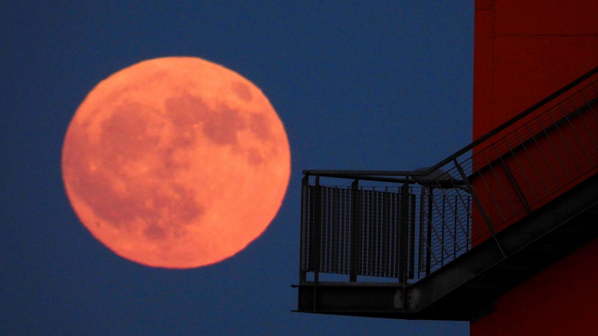 Erdbeermond über Hamburg (Archivbild): Der tief stehende Vollmond sorgt für eine eindrucksvolle Illusion am Nachthimmel.