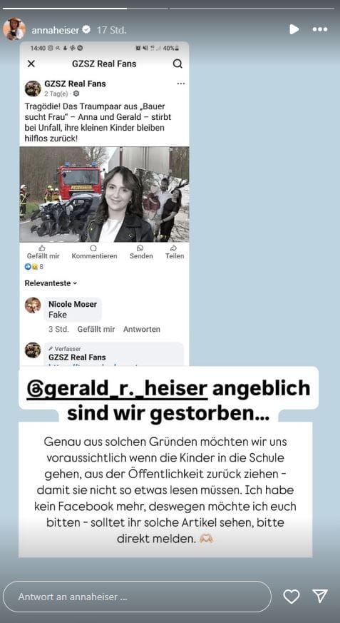 Die Instagram-Story von Anna Heiser.