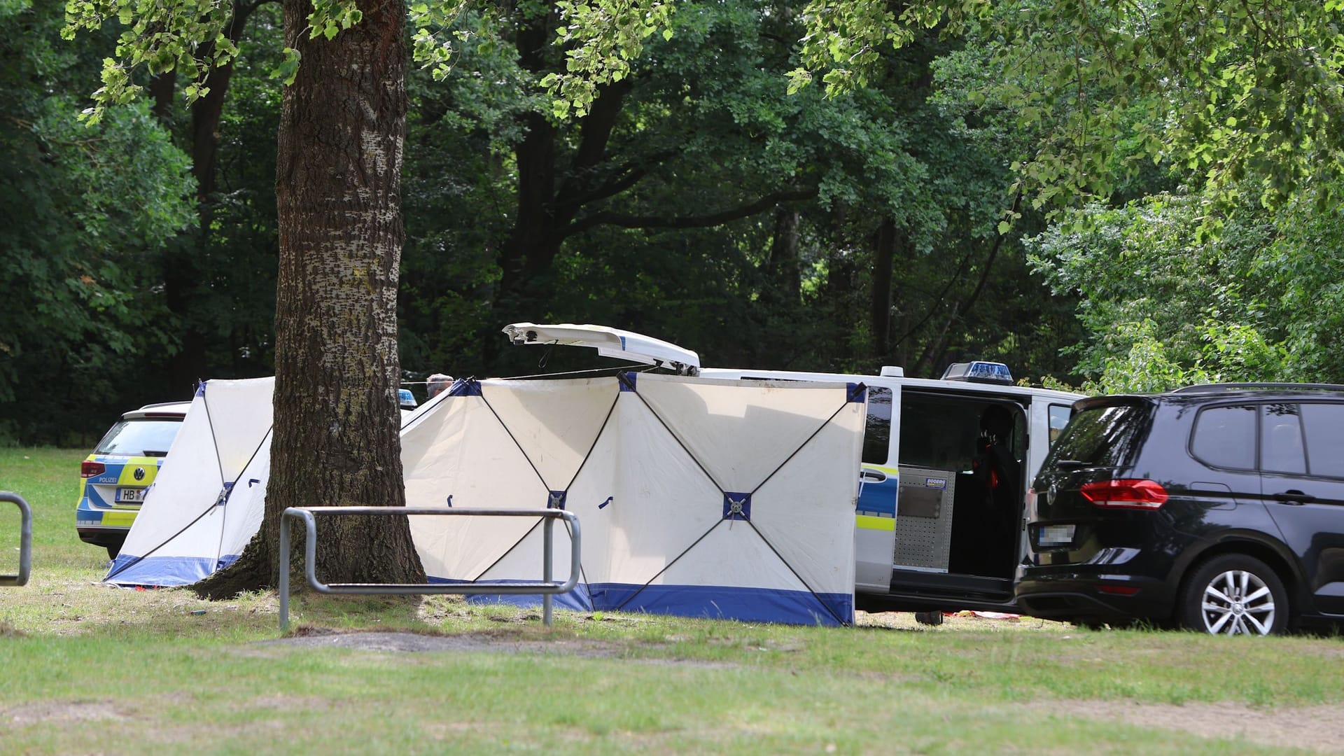 Einsatzkräfte am Achterdieksee: Ein Notarzt konnte nur noch den Tod des Schwimmers feststellen. Einsatzkräfte am Achterdieksee: Ein Notarzt konnte nur noch den Tod des Schwimmers feststellen.