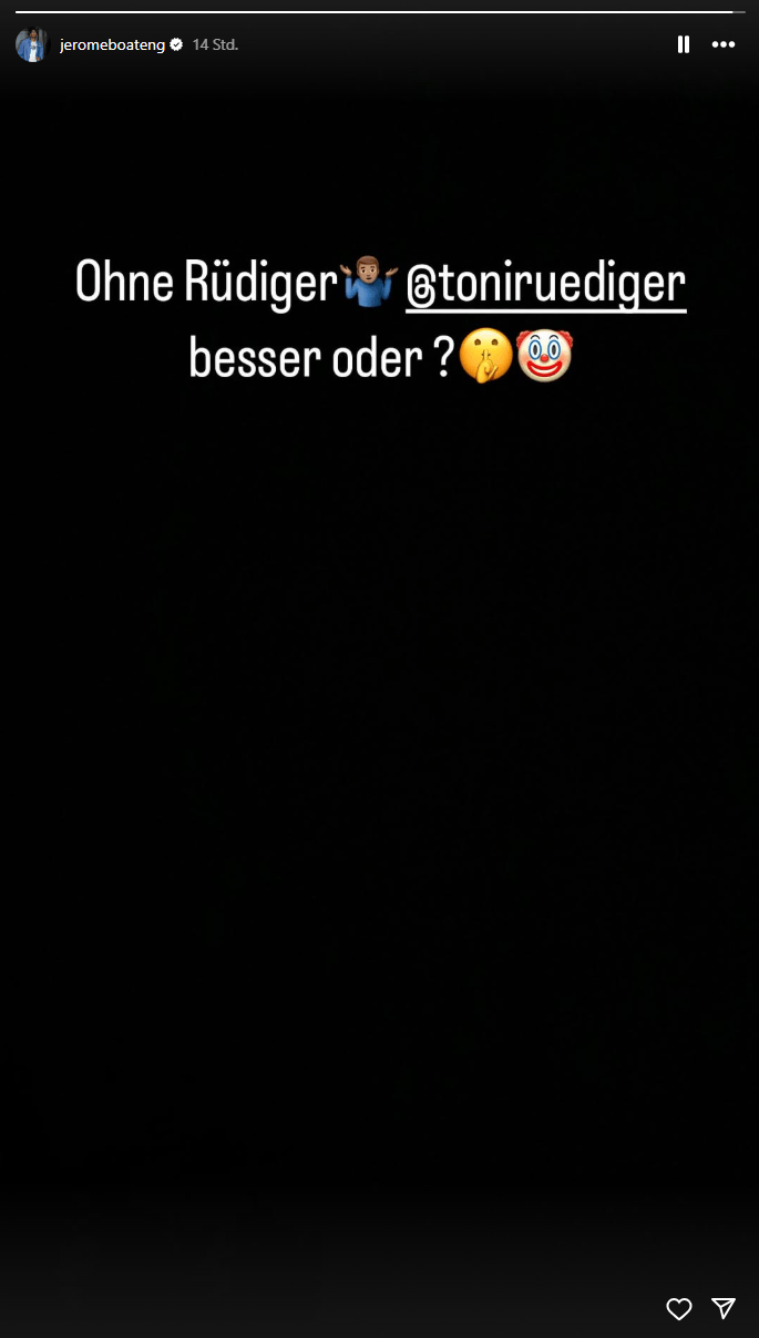 Der Post von Jérôme Boateng: Er stichelte gegen die Kritiker von Antonio Rüdiger.