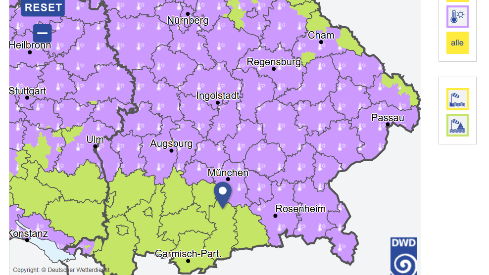 Großteile Bayerns sind von der amtlichen Hitzewarnung betroffen.