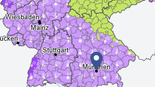 Der DWD warnt vor Hitze: Überall, wo es auf der Karte lila ist, gilt derzeit die Warnung.