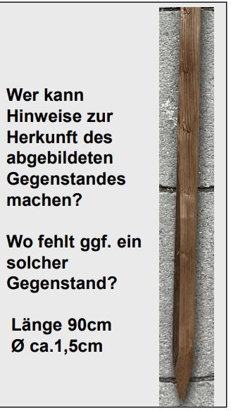 Diese Holzteil könnte der Schlüssel zur Lösung des Falls sein: Die Polizei fragt, wer diesen Gegenstand kennt.