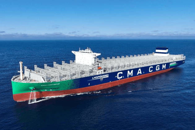 Die "CMA CGM Seine": Der Containerriese ist fast 400 Meter lang und wird mit Flüssigerdgas betrieben.