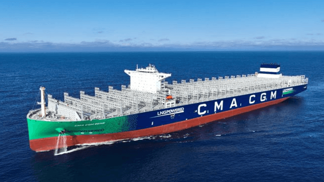 Die "CMA CGM Seine": Der Containerriese ist fast 400 Meter lang und wird mit Flüssigerdgas betrieben. Die "CMA CGM Seine": Der Containerriese ist fast 400 Meter lang und wird mit Flüssigerdgas betrieben.