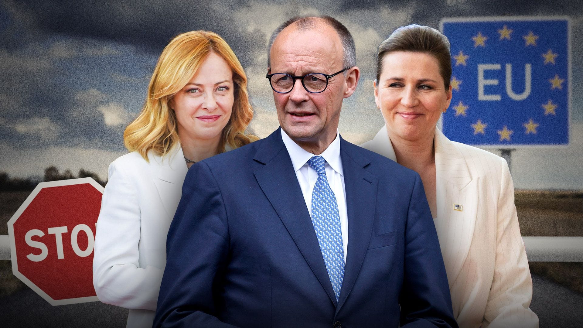 Die Regierungschefs von Italien, Deutschland und Dänemark: Giorgia Meloni, Friedrich Merz und Mette Frederiksen (v.l.n.r.) wollen die Grenzen dichter machen.