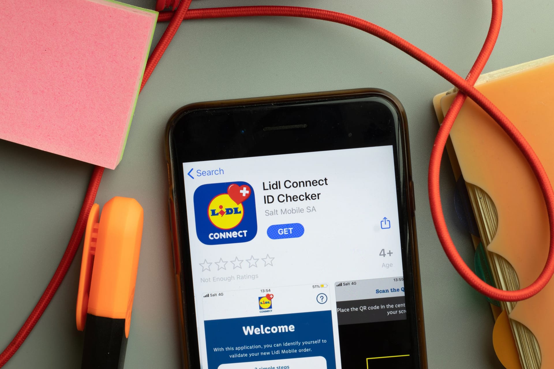 New York, United States - 7 November 2020: Lidl Connect ID Checker app store logo on phone screen, Illustrative Editorial