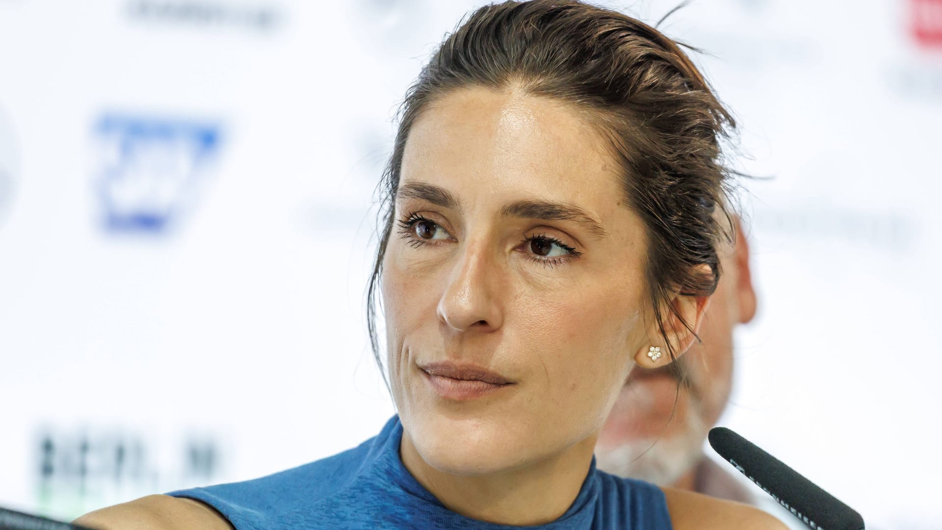 Andrea Petković auf einer Pressekonferenz der Berlin Tennis Open: Die 37-Jährige ist Botschafterin des Turniers.